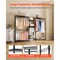 Black Carbon Steel 7-Tier Wardrobe Rack with 4 Rods and 8 Hooks